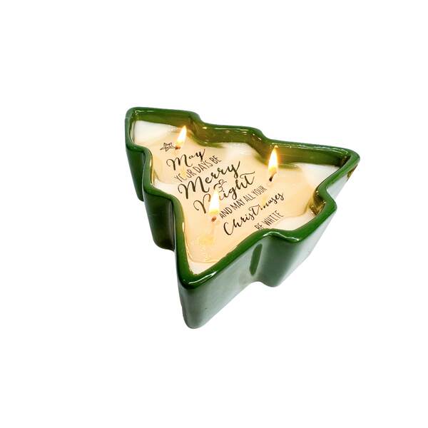 Item 322069 Ceramic Christmas Tree Message Reveal Candle