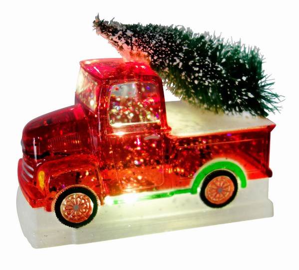 Item 322091 Medium Glitter Classic Red Pickup Truck With Christmas Tree