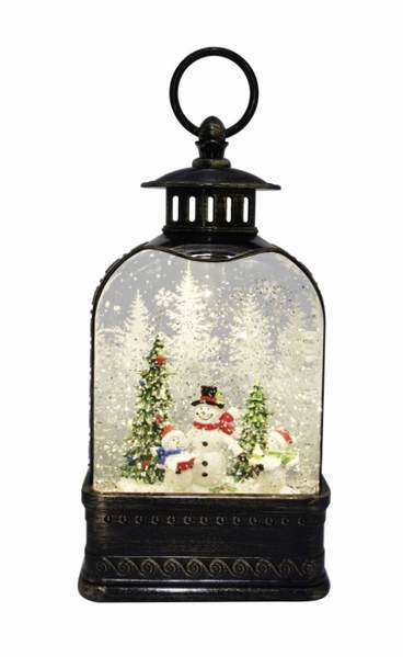 Item 322222 Snowman Wide Dome Glitter Lantern