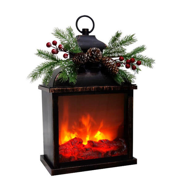 Item 322289 Bronze Floral Christmas Fireplace Lantern