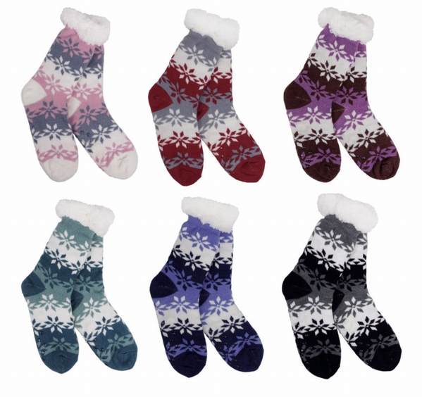 Item 322290 Frostine Snowflakes and Stripes Thermal Slipper Socks