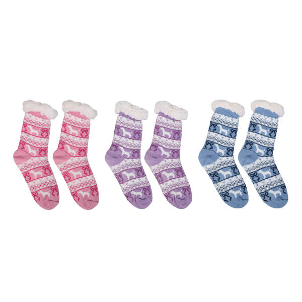 Item 322310 Puppy Love And Bows Thermal Slipper Socks