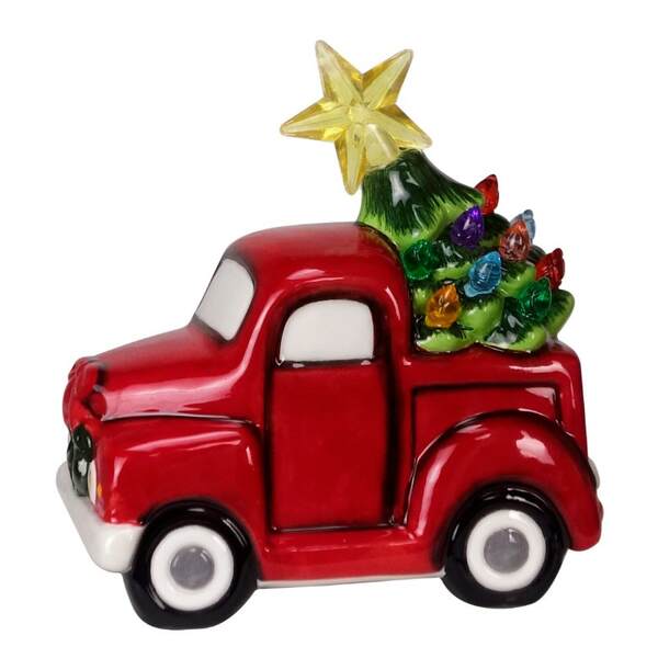 Item 322409 LED Ceramic Red Truck And Tree