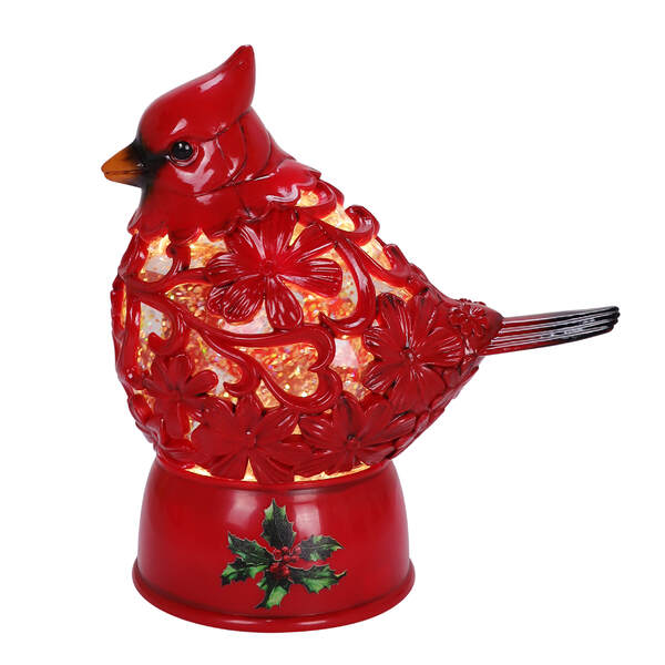 Cardinal And Holly Glitter Lantern Item The Christmas Mouse