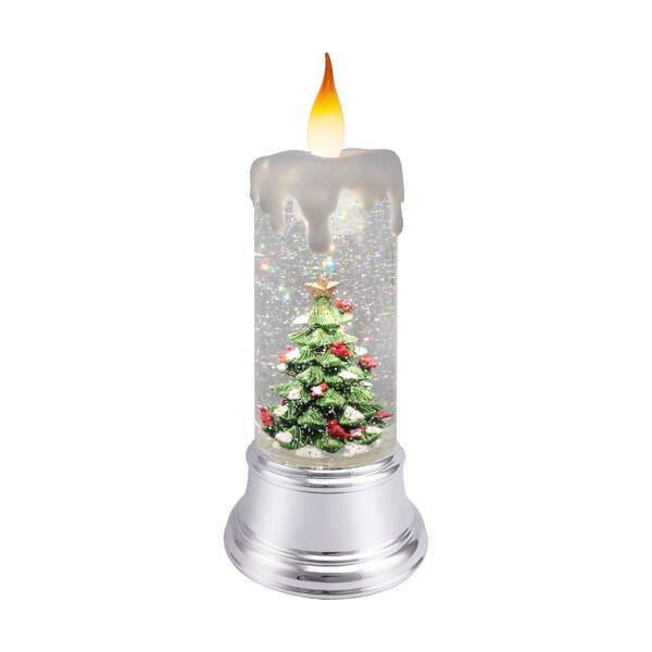 Item 322565 Rotating Christmas Tree With Cardinals Glitter Candle