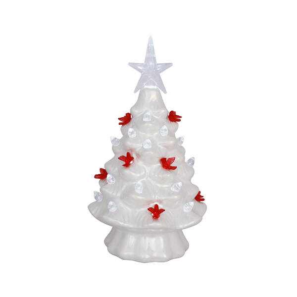 Item 322576 Lighted White Cardinal Ceramic Tree