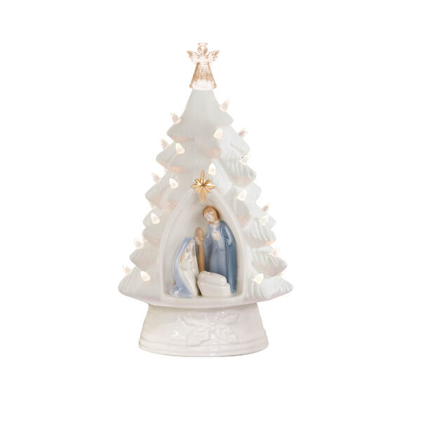 Item 322589 Ivory Nativity Ceramic Light Up Tree