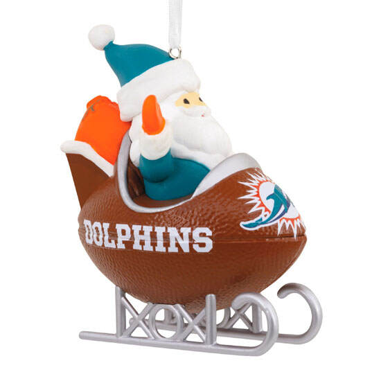 Item 333298 Miami Dolphins Santa Football Sled Ornament