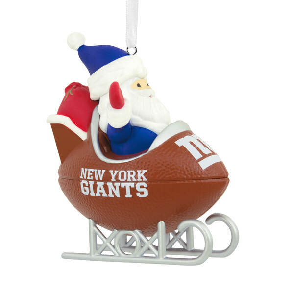 New York Giants Santa Football Sled Ornament - Item 333302