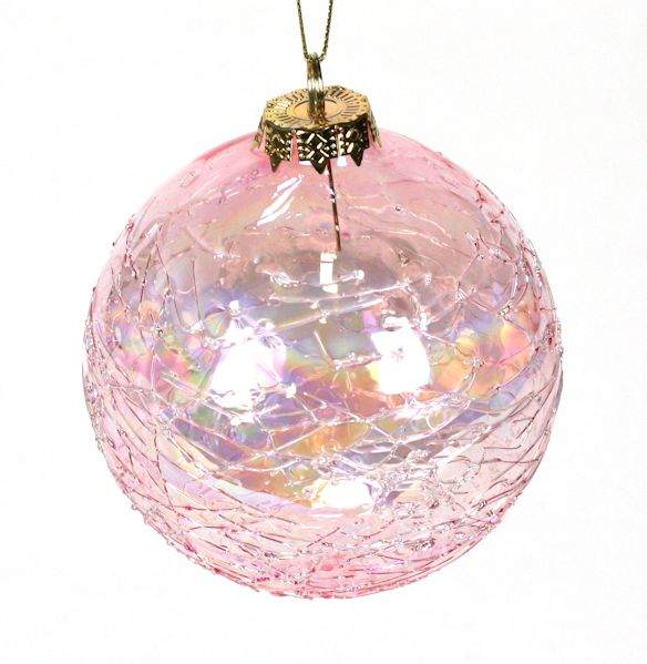 Item 351008 Pink Lace Threaded Ball Ornament