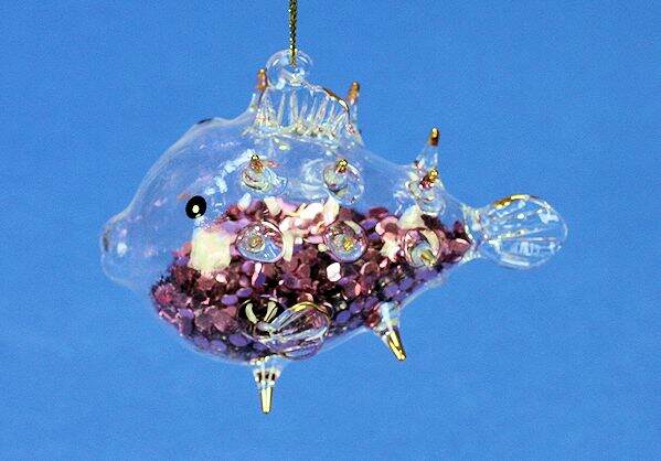 Item 351025 Light Purple Pufferfish With Glitter Sequins Ornament