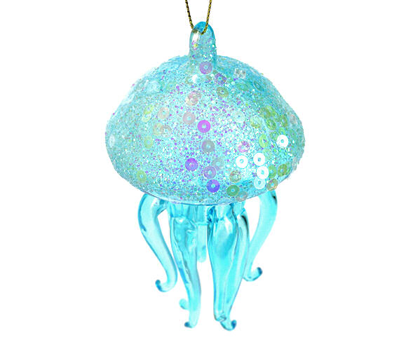Item 351037 Blue Jellyfish With Sequins Ornament