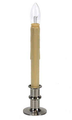 Item 358004 Battery Operated LED Brushed Nickel Adjustable Height Window Candle With Timer