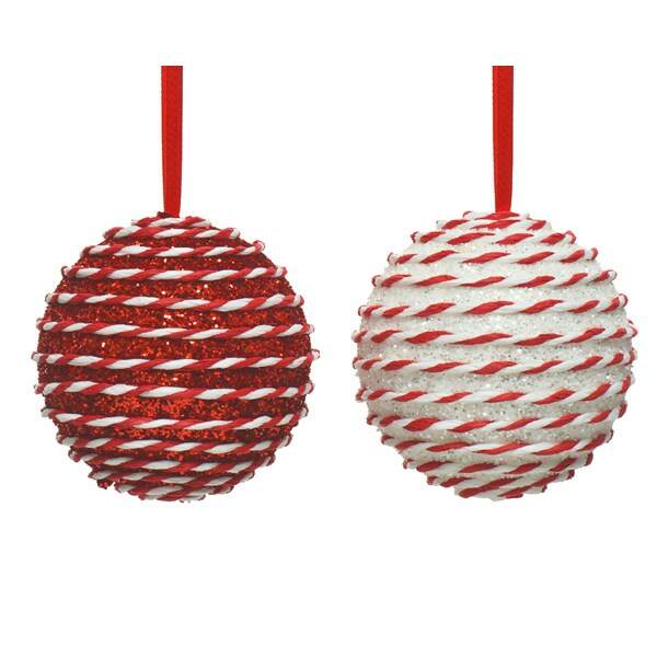 Item 360141 Red/White Bauble Ornament