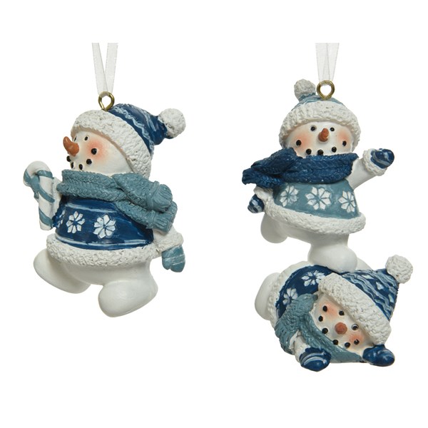 Item 360156 White/Blue Snowman Ornament