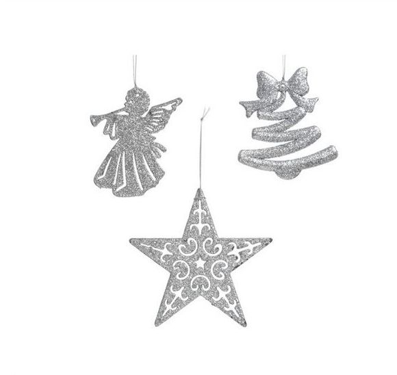 Item 360172 Silver Angel/Star/Bell Ornament