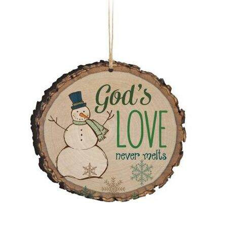 Item 364016 God's Love Never Melts Snowman Barky Ornament