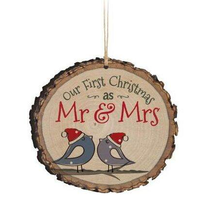 Item 364022 Our First Christmas As Mr. and Mrs. Birds Barky Ornament
