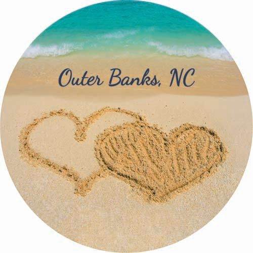 Item 364228 Outer Banks, NC Hearts On Beach Car Coaster