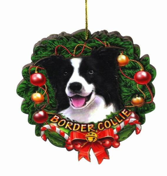 Item 398019 Border Collie Wreath Ornament