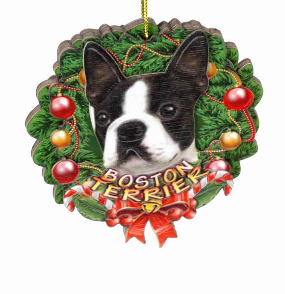 Item 398020 Boston Terrier Wreath Ornament