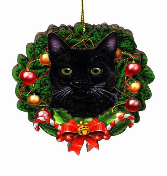 Item 398031 Black Cat Wreath Ornament