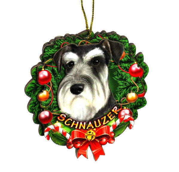 Item 398039 Gray/White Cropped Schnauzer Wreath Ornament