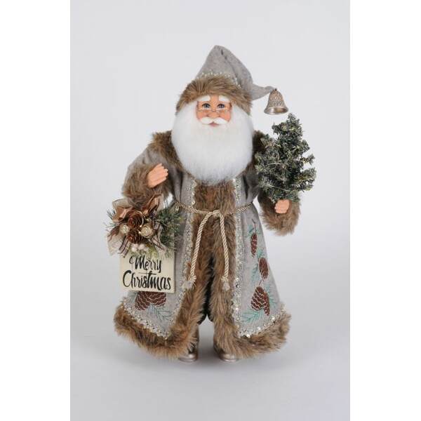 Item 403015 Lighted Silver Pine Santa Figure