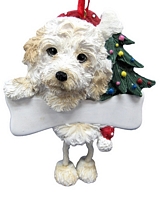 Item 407010 Cockapoo With Santa Hat/Christmas Tree/Bone Dangle Ornament