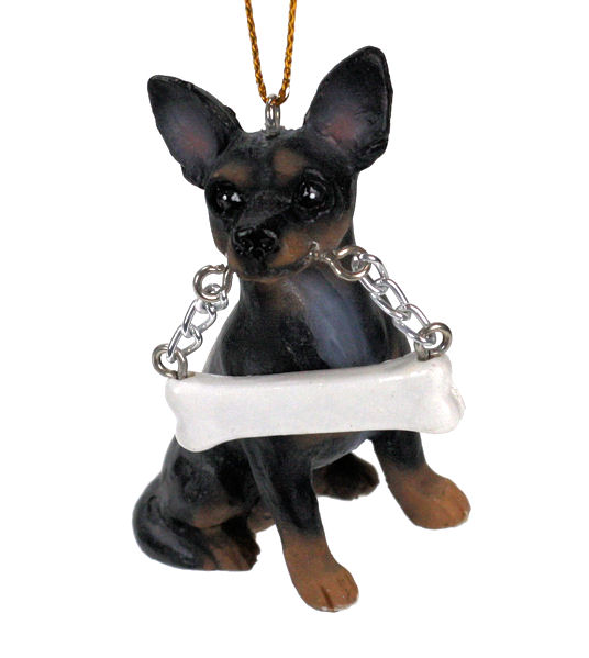 Item 407139 Black Chihuahua With Bone Ornament