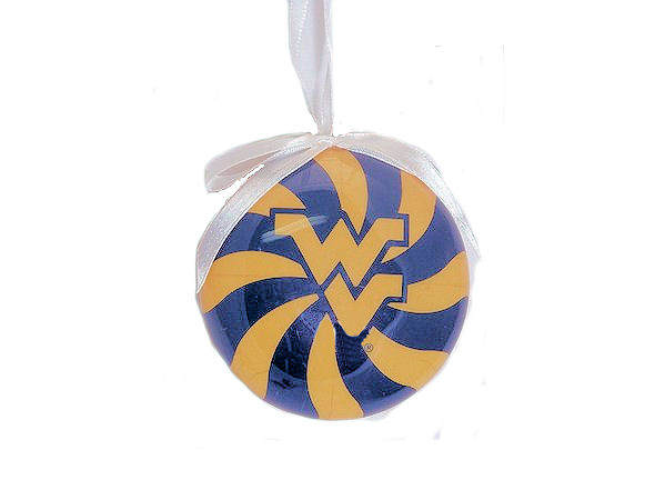 NCAA West Virginia Mountaineers Peppermint Christmas Ornaments