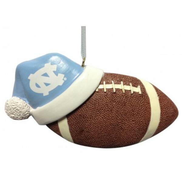 Item 416169 University of North Carolina Tar Heels Santa Hat With Football Ornament