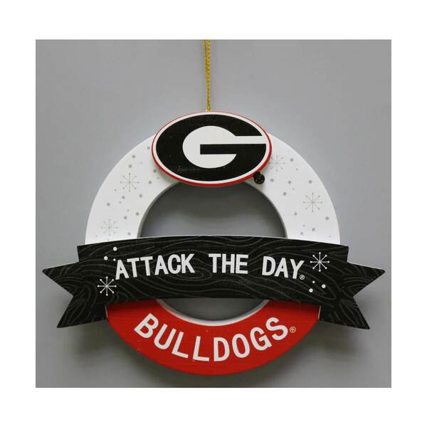Item 416193 Georgia Wreath With Banner Ornament