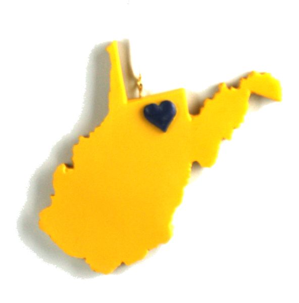 Item 416371 West Virginia University Mountaineers Morgantown Heart Ornament