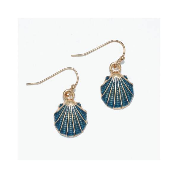 Item 418034 Blue/Gold Scallop Shell Earrings