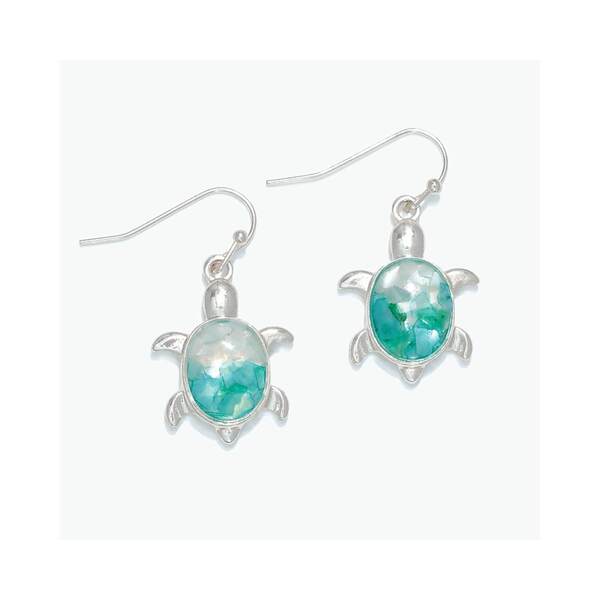 Item 418041 Silver Turtle Shell Inlay Earrings