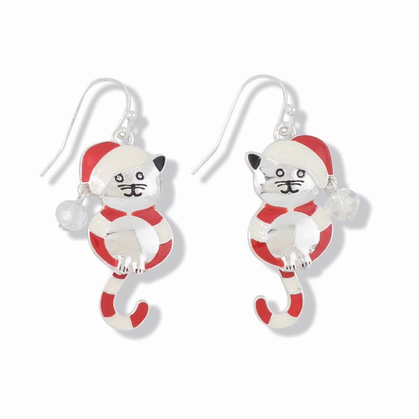 Item 418045 Santa Hat Cat Earrings