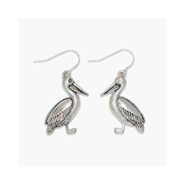 Item 418122 Silver Antiqued Pelican Earring