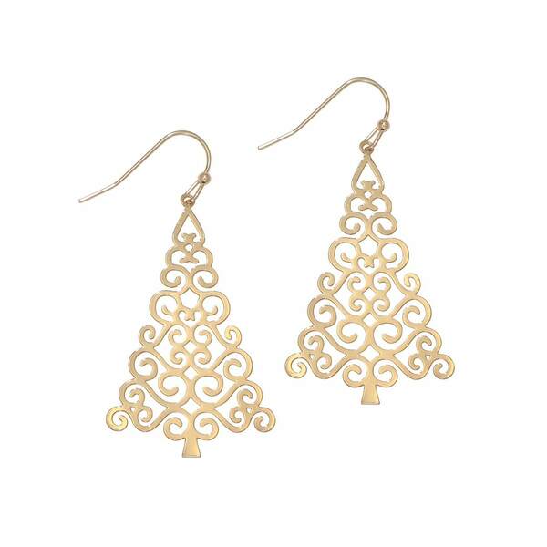 Item 418127 Gold Filligree Cutout Trees Earrings