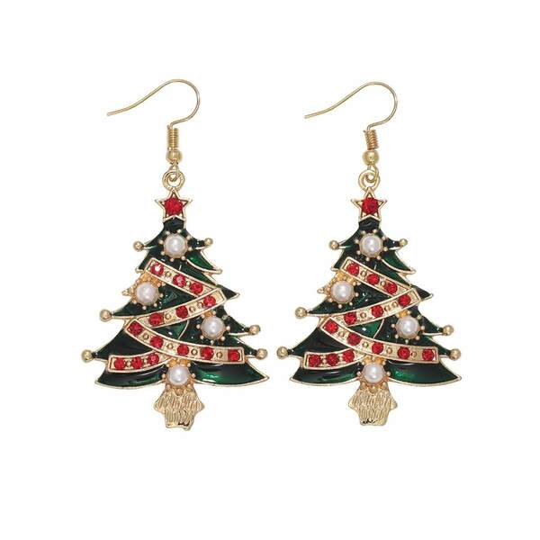 Item 418167 Striking Trees With Red Crystals Earrings