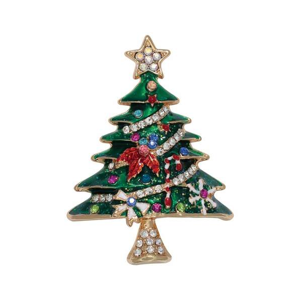 Item 418218 Decorated Tree With Crystals Pin