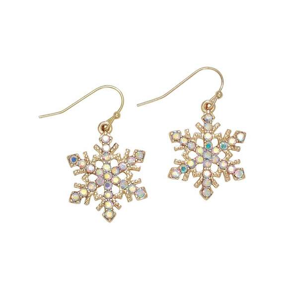 Item 418235 Gold Snowflake Ab Crystal Earrings