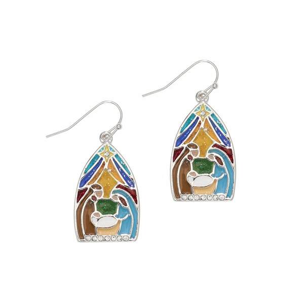 Item 418260 Stained Glass Nativity Earrings