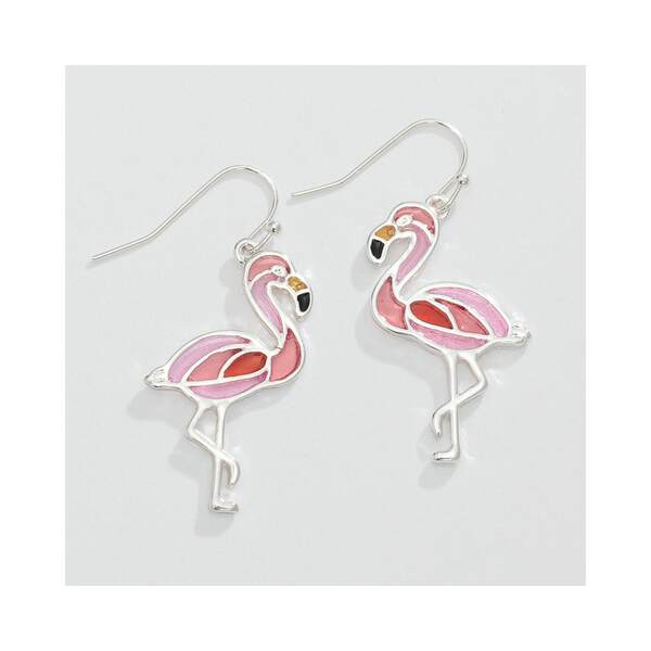 Item 418265 Silver And Pink Flamingo Earrings