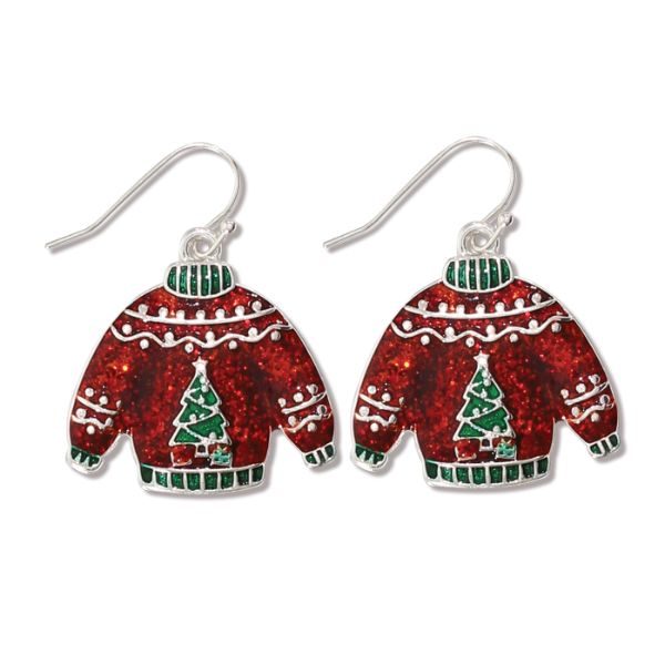 Item 418293 Red Christmas Sweater Earrings