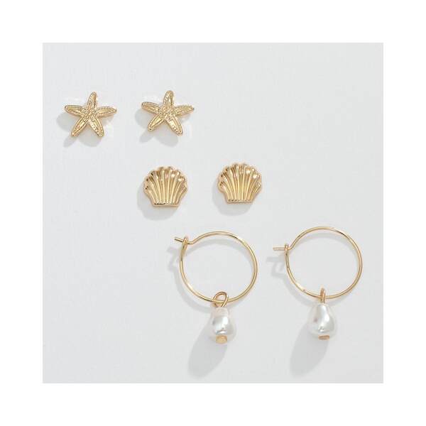 Item 418308 Gold Trio With Pearl Hoops Earrings