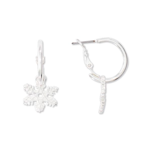 Item 418336 Silver Hoops With Snowflake Earrings