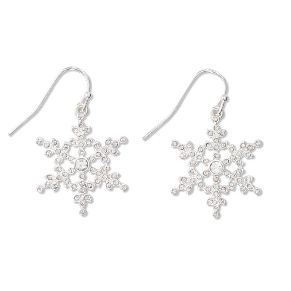 Item 418352 Silver Snowflakes With Crystal Earrings