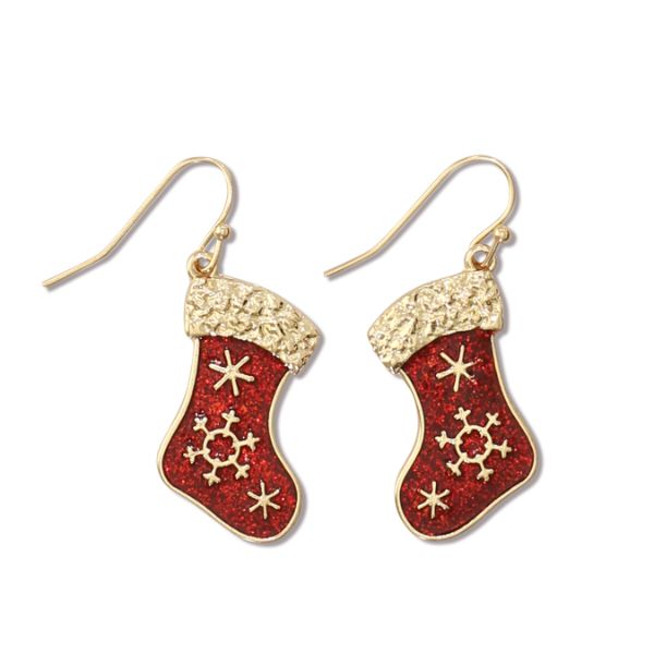 Item 418370 Red Glitter Stocking Earrings
