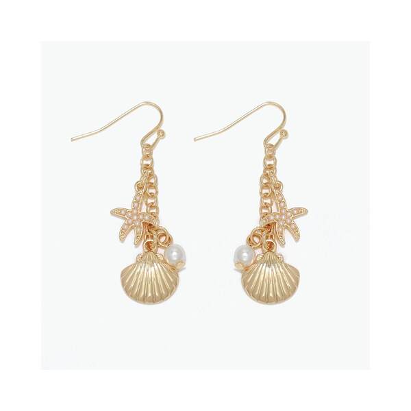 Item 418456 Starfish And Scallop With Pearl Earrings
